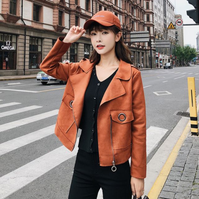 A91 Áo khoác da lộn, áo khoác dạ, áo khoác nữ dáng ngắn sành điệu phong cách sang chảnh [sale 10 ) 20 %}