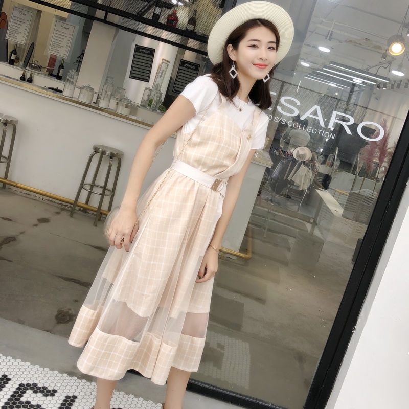 Set 2 món gồm áo ngắn tay và đầm xòe ngọt ngào phong cách Hàn Quốc cho nữ | BigBuy360 - bigbuy360.vn
