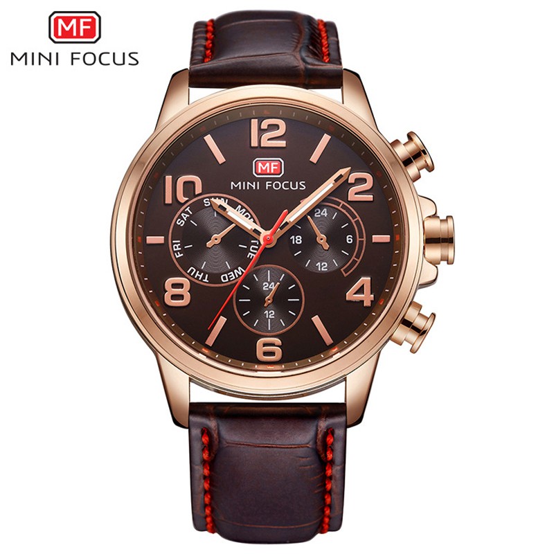 Đồng hồ nam MINI FOCUS MF001 dây da kiểu dáng năng động thời trang size 44mm