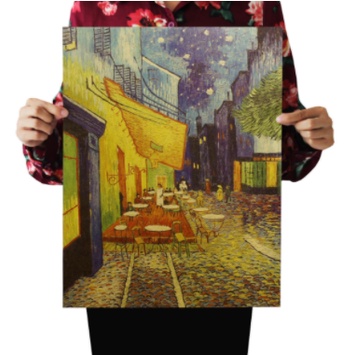 Tranh giấy Kraft treo tường trang trí quán cà phê phong cách Van Gogh