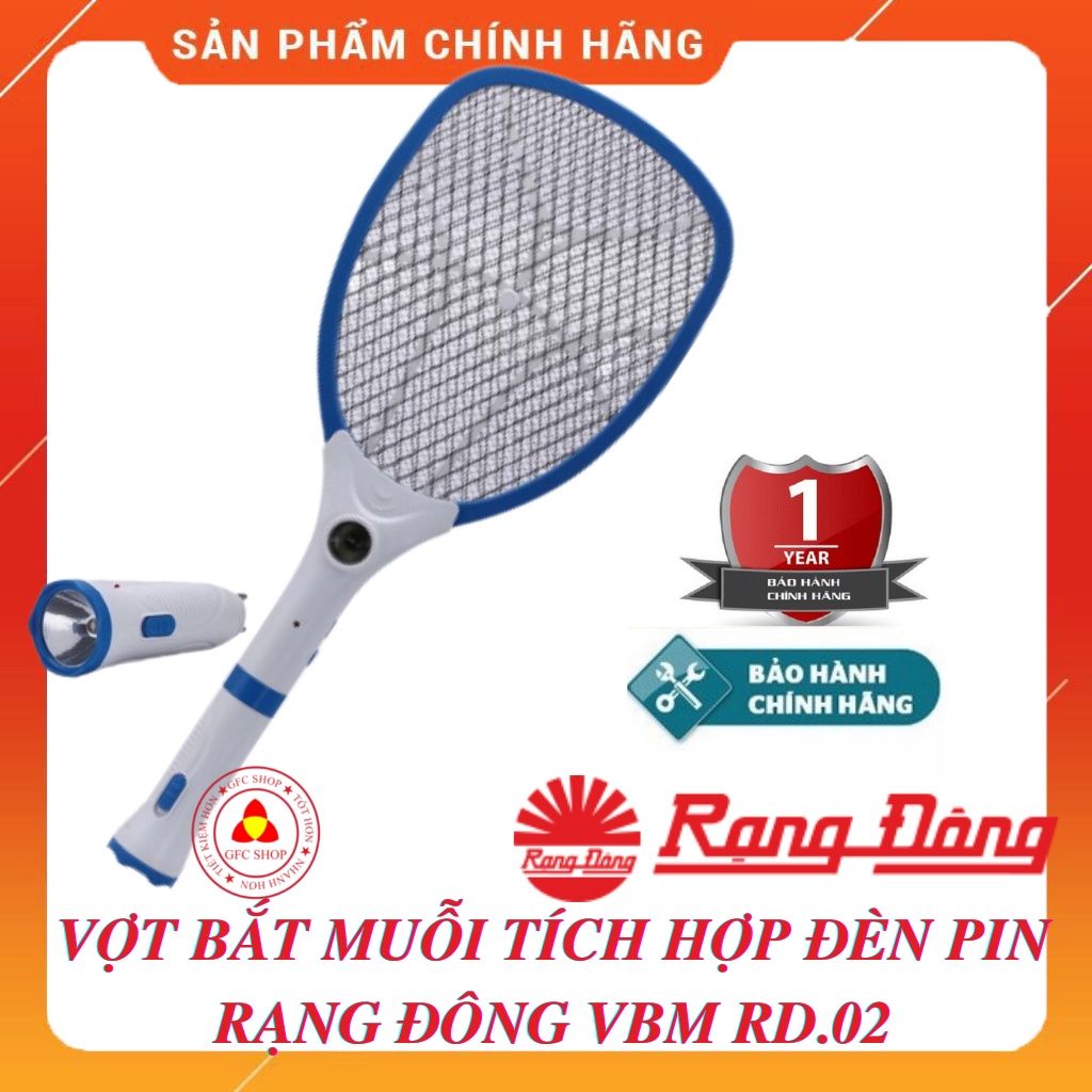 Vợt bắt muỗi tích hợp đèn pin Rạng Đông VBM RD.02 - Màu xanh da trời trắng