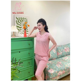 Bộ đồ mặc nhà nữ Xinh X22 chất lụa cổ bẻ quần lửng áo sát nách - X375