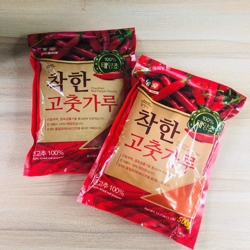 Ớt Bột Hàn Quốc Nong Woo gói 500g loại Mịn / Vẩy