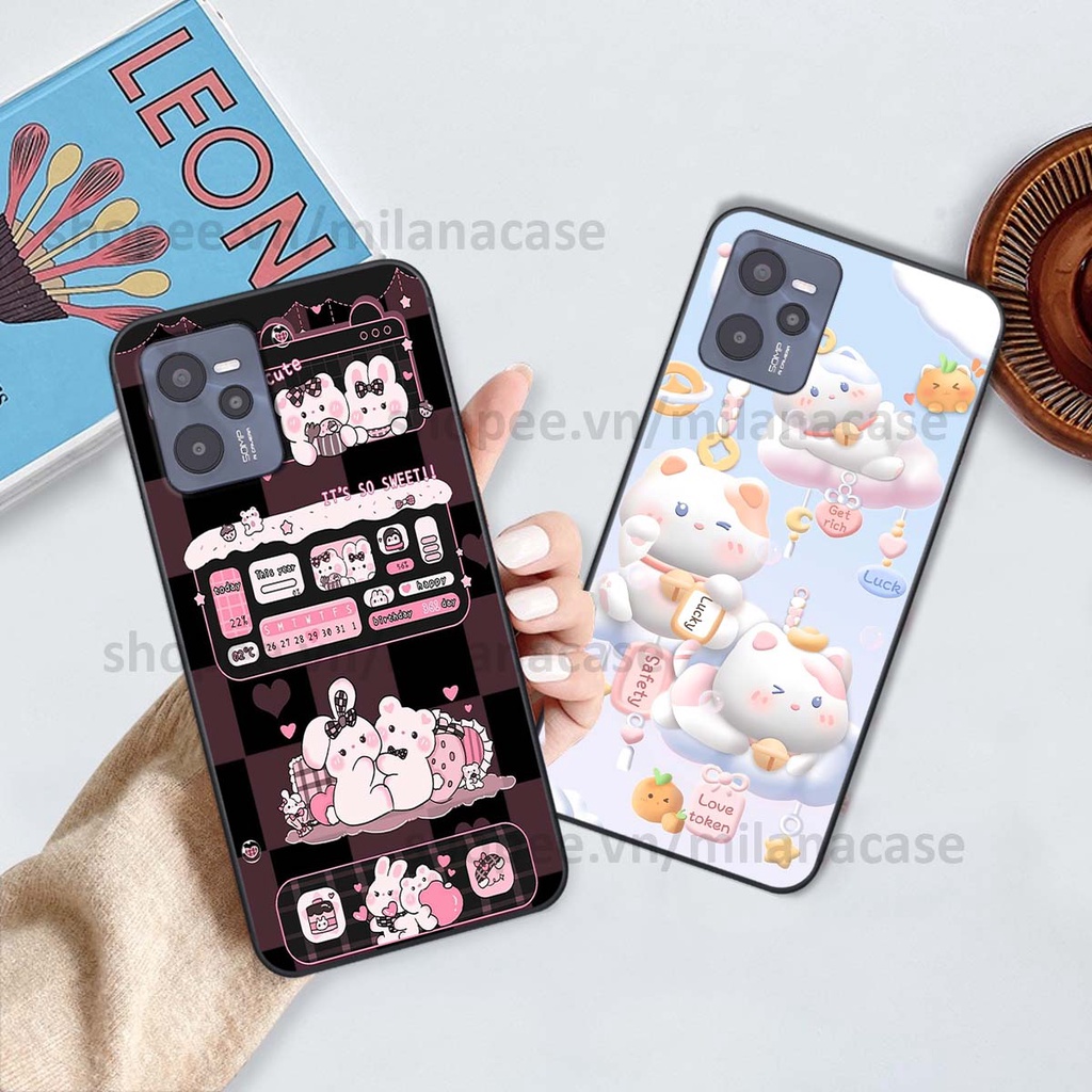 Ốp Realme C35 hình đồng hồ icon gấu mèo cute cực dễ thương ngộ nghĩnh