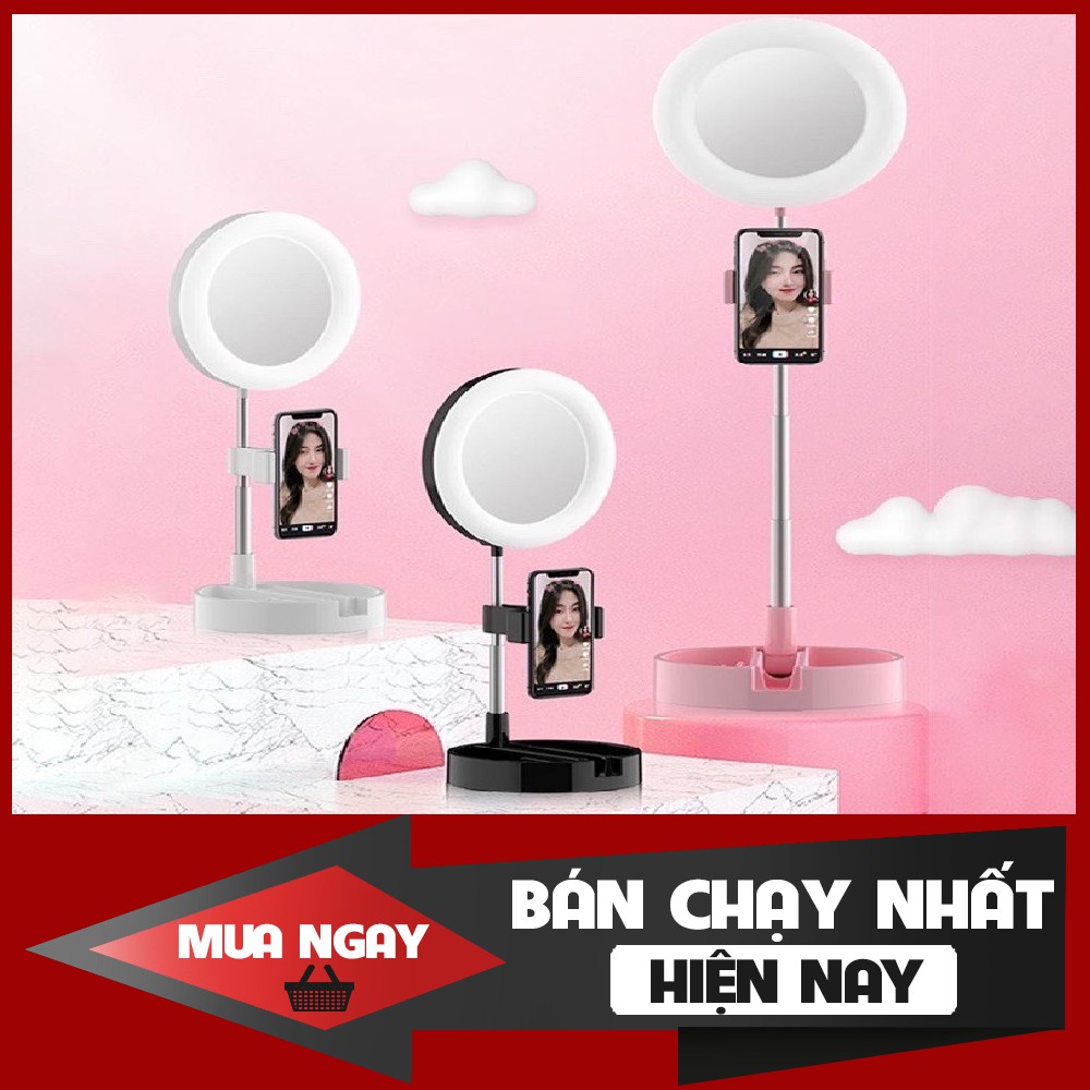 ĐÈN LED LIVESTREAM G3 TÍCH HỢP GƯƠNG TRANG ĐIỂM KÈM GIÁ ĐỠ ĐIỆN THOẠI ĐỂ BÀN CÓ THỂ GẤM GỌN ĐA NĂNG