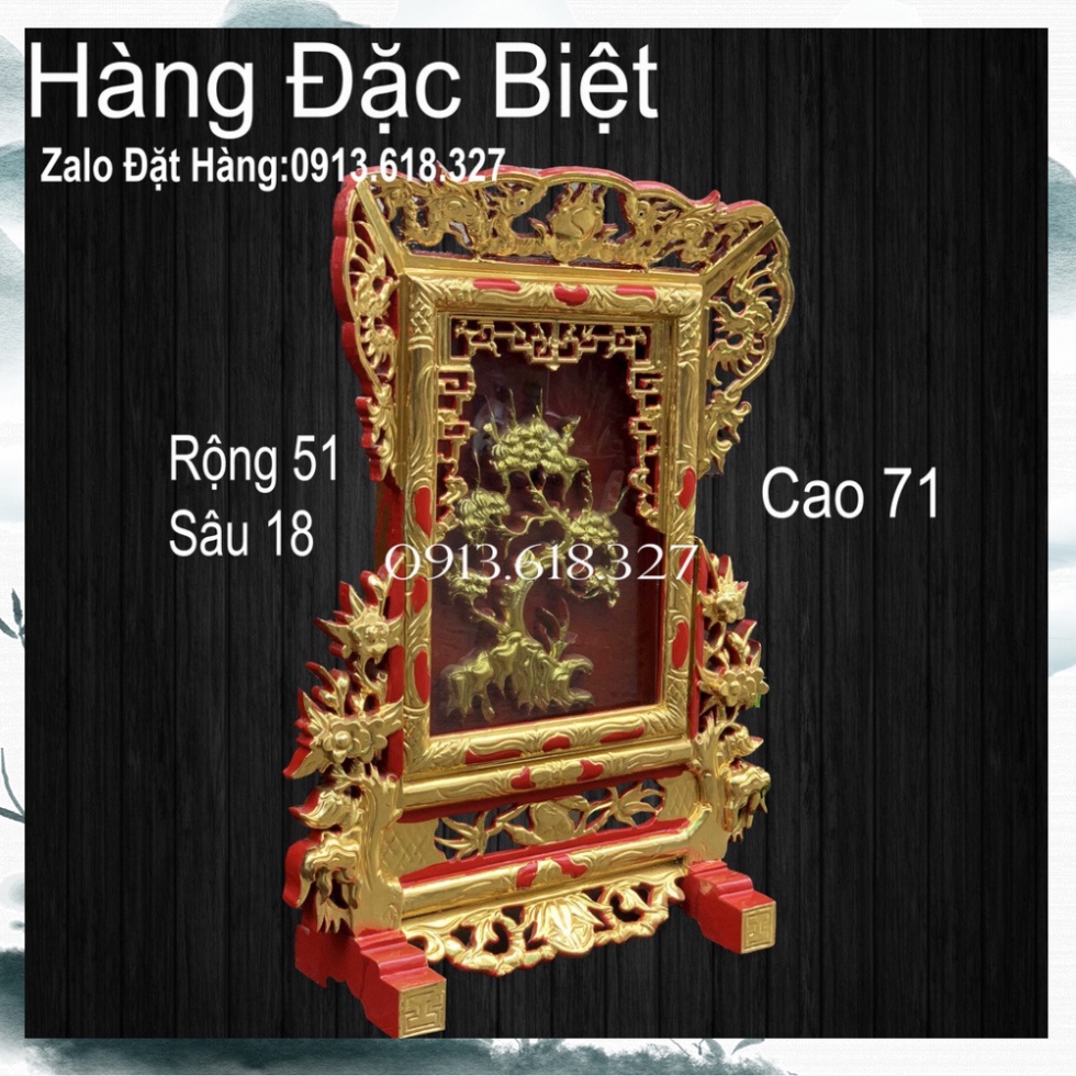 Giá Gương Thờ Cây Tùng Sơn Son Gỗ Mít Cao 71cm