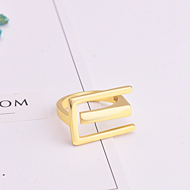 Nhẫn mạ vàng 18k dạng hình học phong cách Âu Mỹ thanh lịch cho nữ