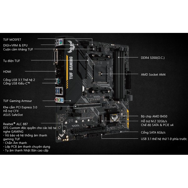 Bo mạch chủ Asus TUF B450M-PLUS GAMING | BigBuy360 - bigbuy360.vn