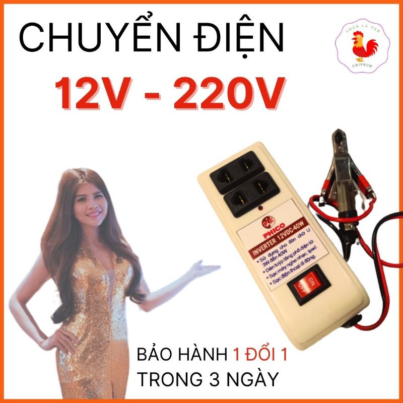 Thiết bị chuyển điện 12V lên 220V dùng sạc điện thoại, đèn bàn học sinh