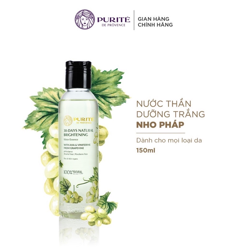 (HSD:12/2023)Nước Hoa Hồng Dưỡng Trắng Chuyên Sâu Nho Pháp PURITÉ 150ml