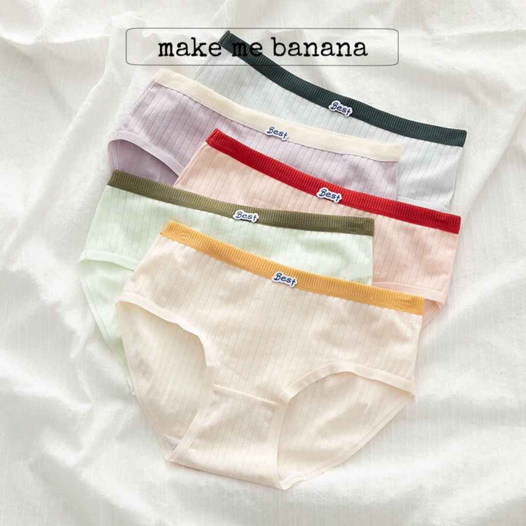 Quần lót thun cotton trơn viền màu có size - Bestie