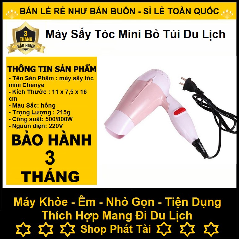 Máy Sấy Tóc Mini cao cấp - nhỏ gọn - tiện lợi - Máy sấy tóc cầm tay - Du lịch - Bảo Hành 6 Tháng