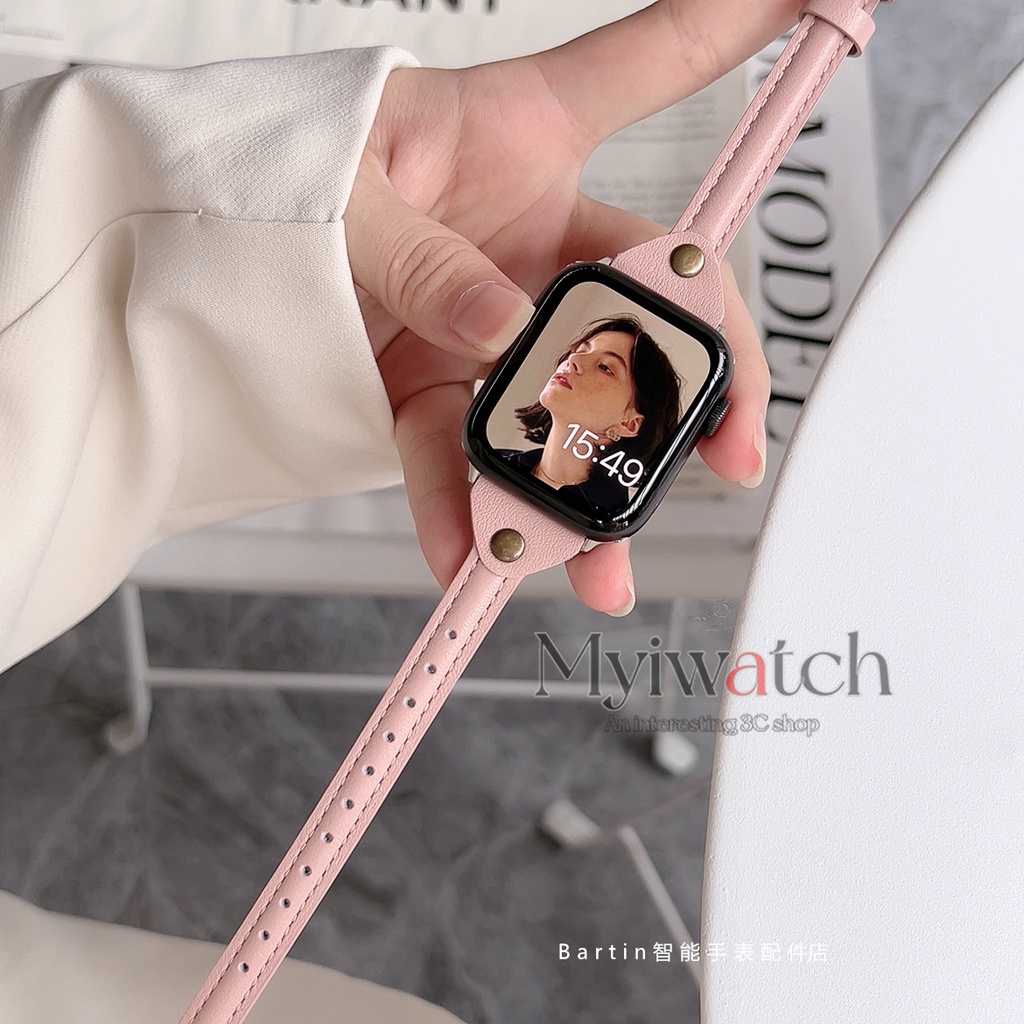 Dây Đeo Bằng Da Mỏng Cho Đồng Hồ Apple watch Series 7 SE 6 5 4 3 2 1 41mm 45mm 40mm 44mm 38mm 42mm