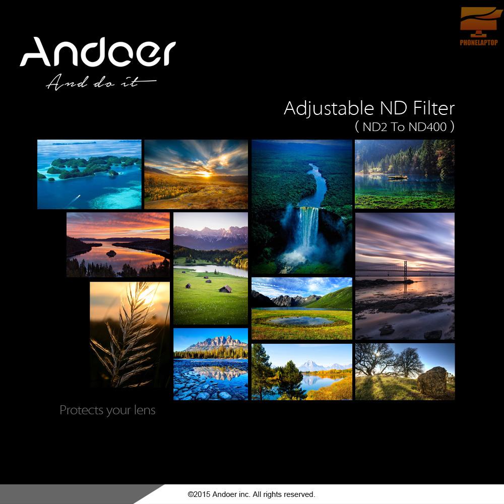 ANDOER Kính Lọc Máy Ảnh 72mm Nd2 - Nd400 Cho Canon Nikon Dslr