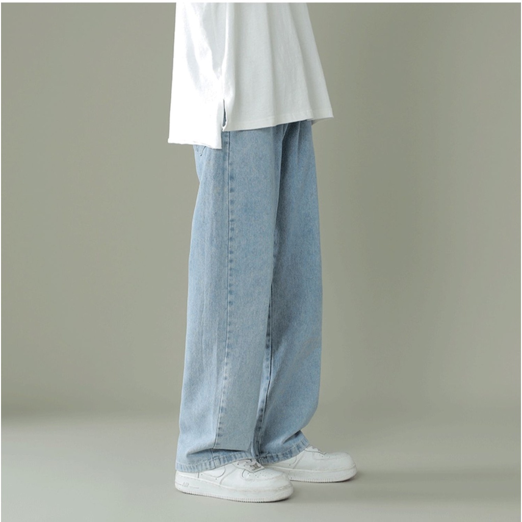 S1 Quần jean Baggy nam, nữ ống suông, rộng- quan bò trơn phom rông | BigBuy360 - bigbuy360.vn