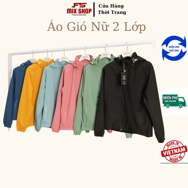 Áo Gió Nữ 👉FREESHIP👈 Áo Gió 2 Lớp Chống Nước, Chống Thấm Vải Tráng Bạc Đủ Mầu Full Size Đến 65kg