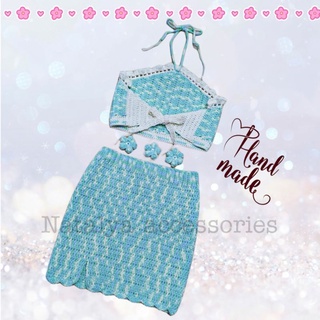 Set áo yếm chân váy len đan móc handmade siêu xinh - ảnh thật