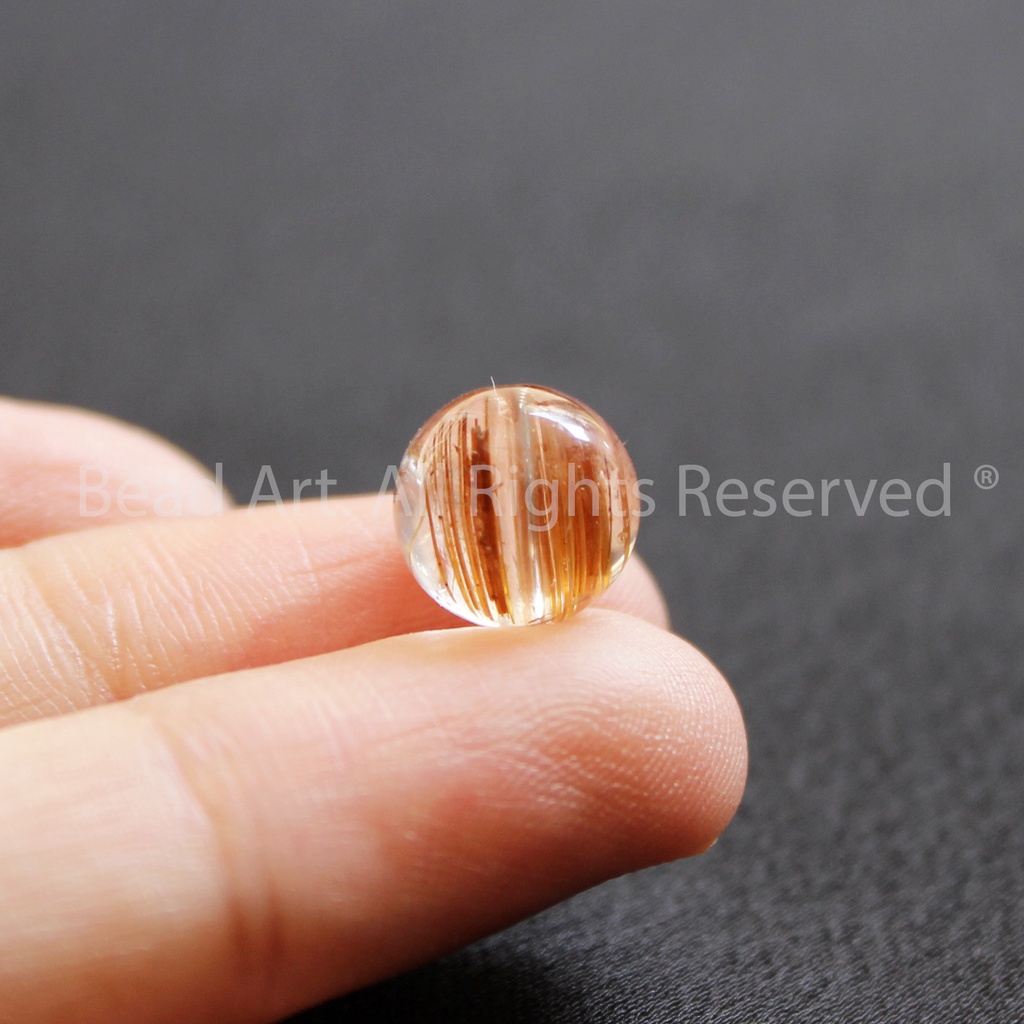 Đá Tóc Nâu Dạng Đồng Trục Tròn 9mm Loại AA, Thổ, Kim, Đá Phối Vòng Tay Phong Thuỷ, Chuỗi Hạt  S50 - Bead Ar