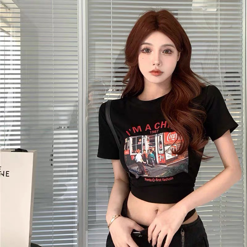 Áo Croptop Body Tay Ngắn PINKSTORE29 Dáng Ôm Họa Tiết In IM A CHILD A5447