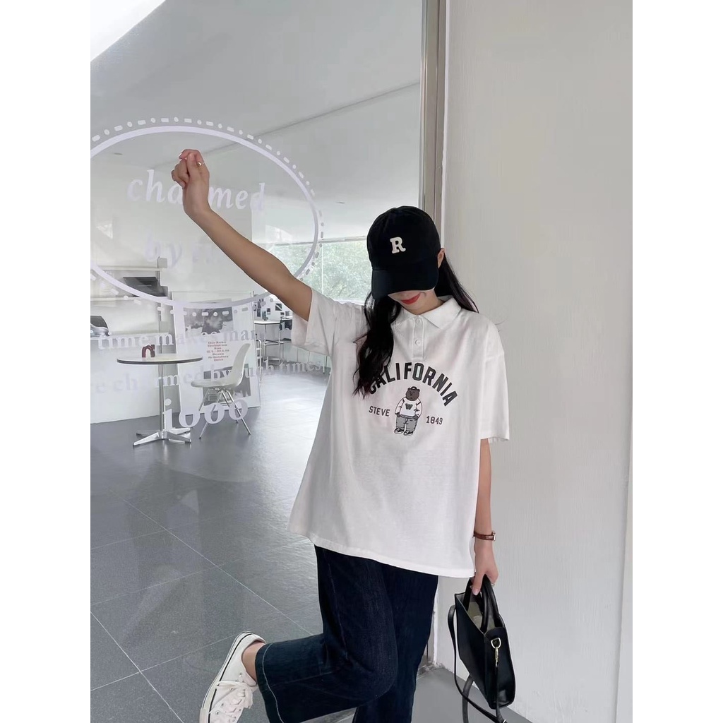 Áo Polo Form Rộng Chất Thun Mềm Mát In Hình CHú Gấu Ngầu Đét Kèm Các Dòng Chữ Siêu Chất Phá Cách Năng Động TTQ0291