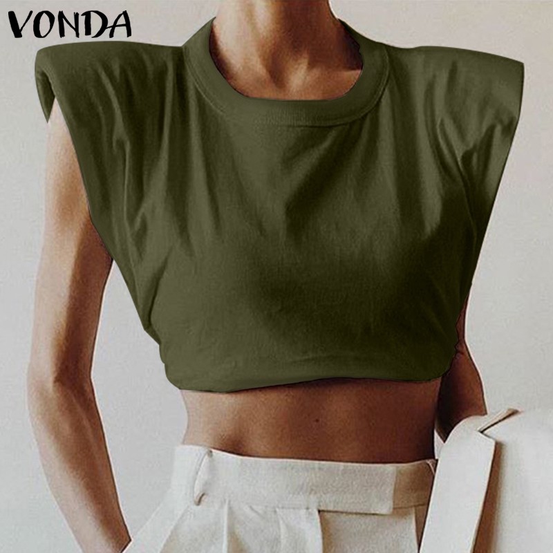 Áo kiểu VONDA dáng rộng không tay cổ tròn thời trang | BigBuy360 - bigbuy360.vn