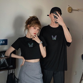 Áo Croptop Phản Quang Butterfly TRẮNG - ĐEN ( KÈM ẢNH THẬT )