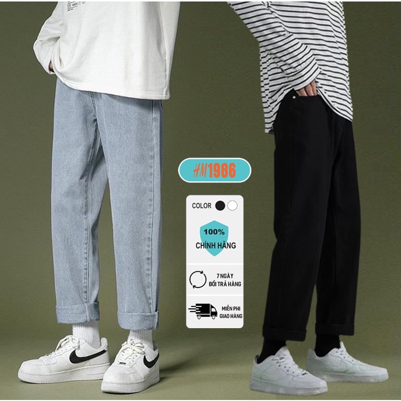 Quần jean nam cạp cao ống suông rộng HM1986, quần bò baggy nam phom xuông chất jeans mềm, dày dặn xu hướng 2023 J101