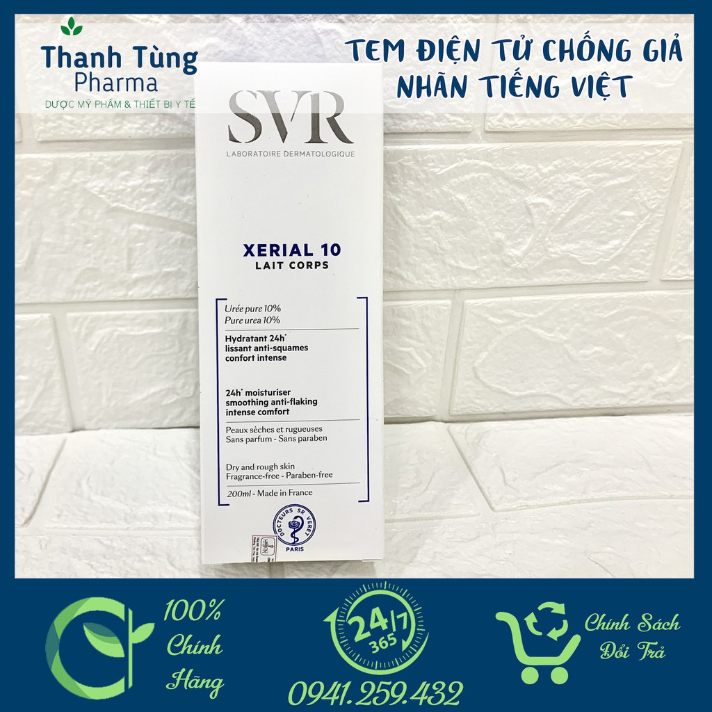 SVR Xerial 10 Lait Corps ✅[CHÍNH HÃNG] ✅Sữa dưỡng thể và giữ ẩm cho da khô và rất khô tuýp 200ml