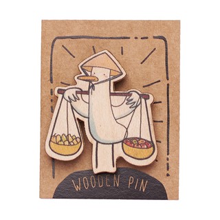 Huy hiệu gỗ Chim Pocpoc Gánh hàng rong - PN066