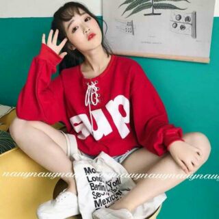 Áo sweater đan dây cách điệu supreme