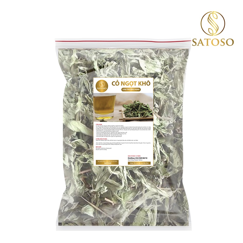 Trà cỏ ngọt SATOSO 1kg sấy khô hỗ trợ tiểu đường cao huyết áp SA18