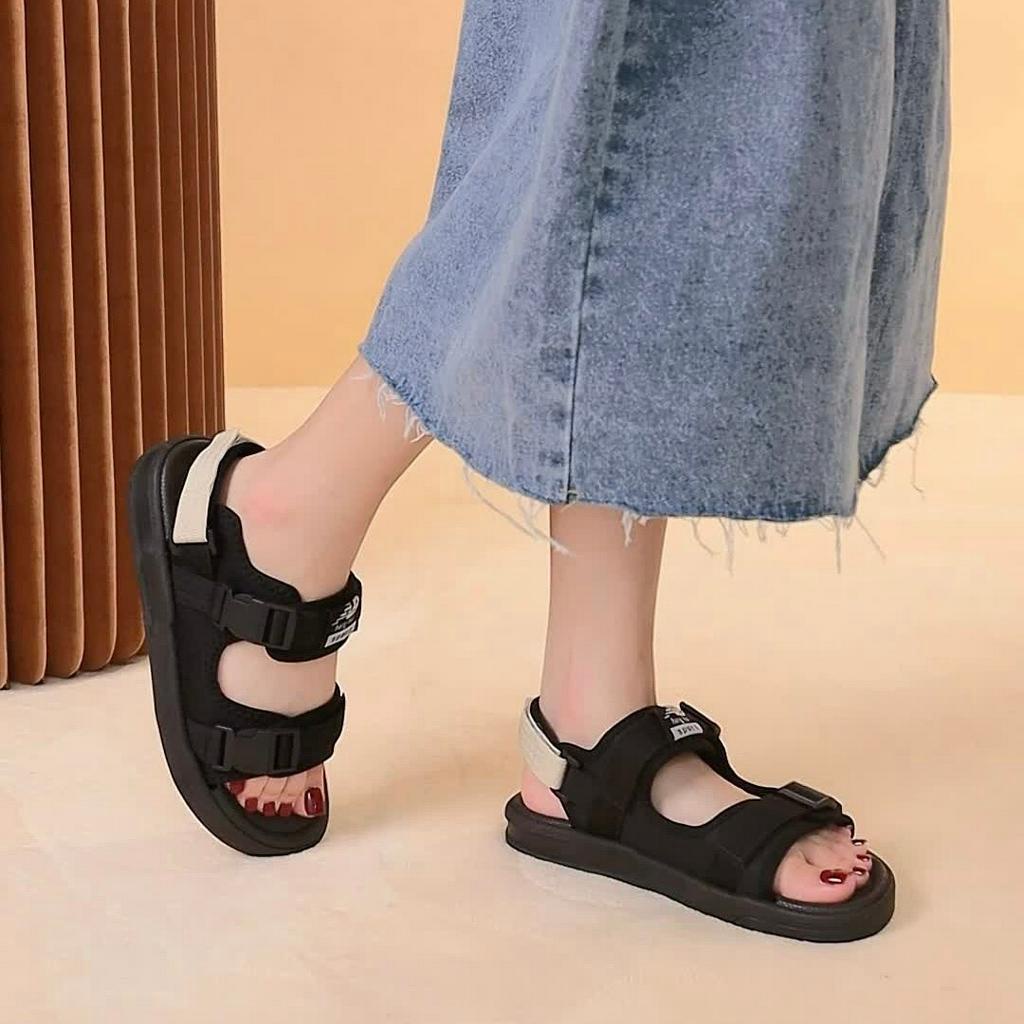 Giày Sandal Nữ MWC 2825 - Sandal Nữ Quai Ngang Đế Bằng  Cá Tính