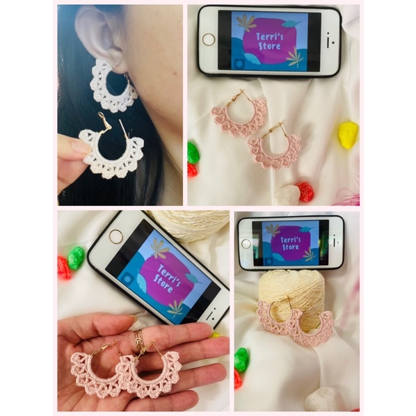 Earrings - Bông tai Handmade thủ công nhiều mẫu làm bằng len sợi - Tone màu Hồng Pastel