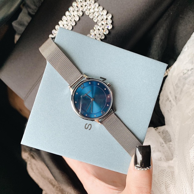 Đồng hồ nữ Skagen Anita mặt xanh blue