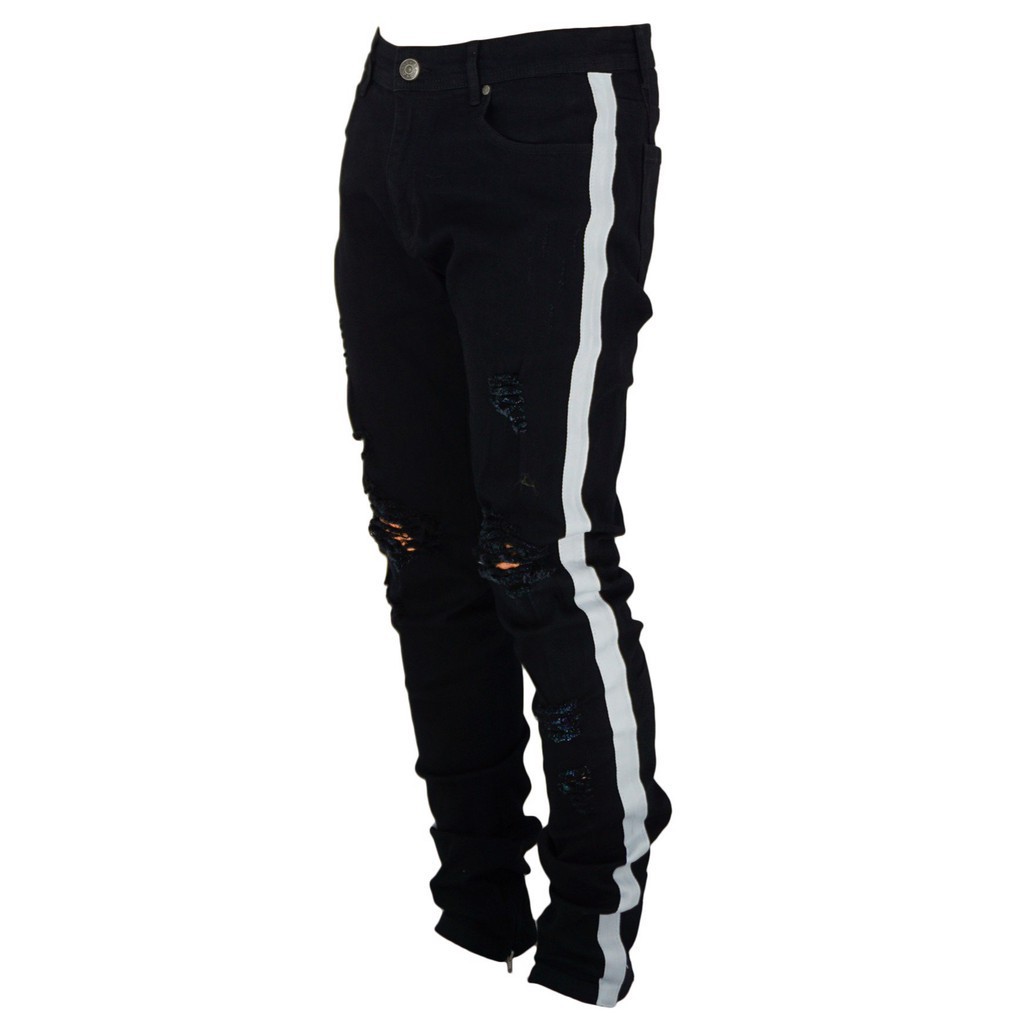 ⚡️ Quần jeans zipper rách gối, quần jeans track pants Black Gin Store V