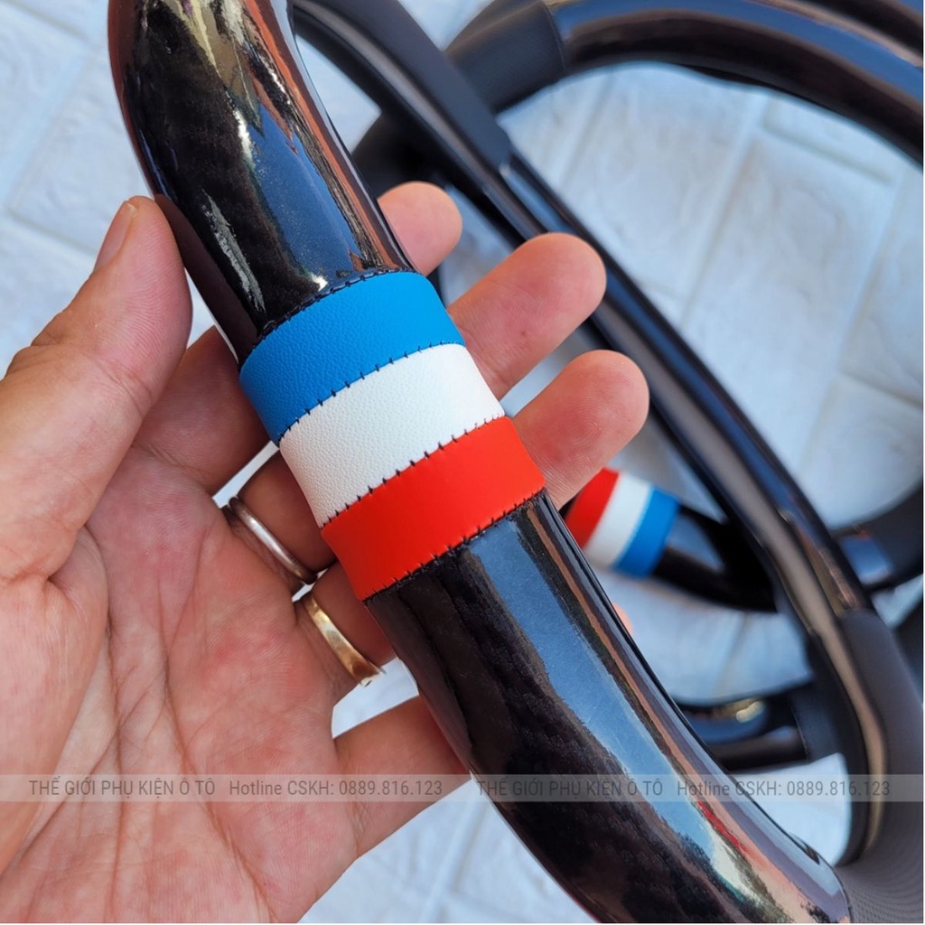 Vỏ bọc vô lăng xe hơi Peugeot 4008 5008 2008 loại carbon d cut 2 đầu có lỗ thông hơi thoáng khí cao cấp - Auto Bảo Lộc
