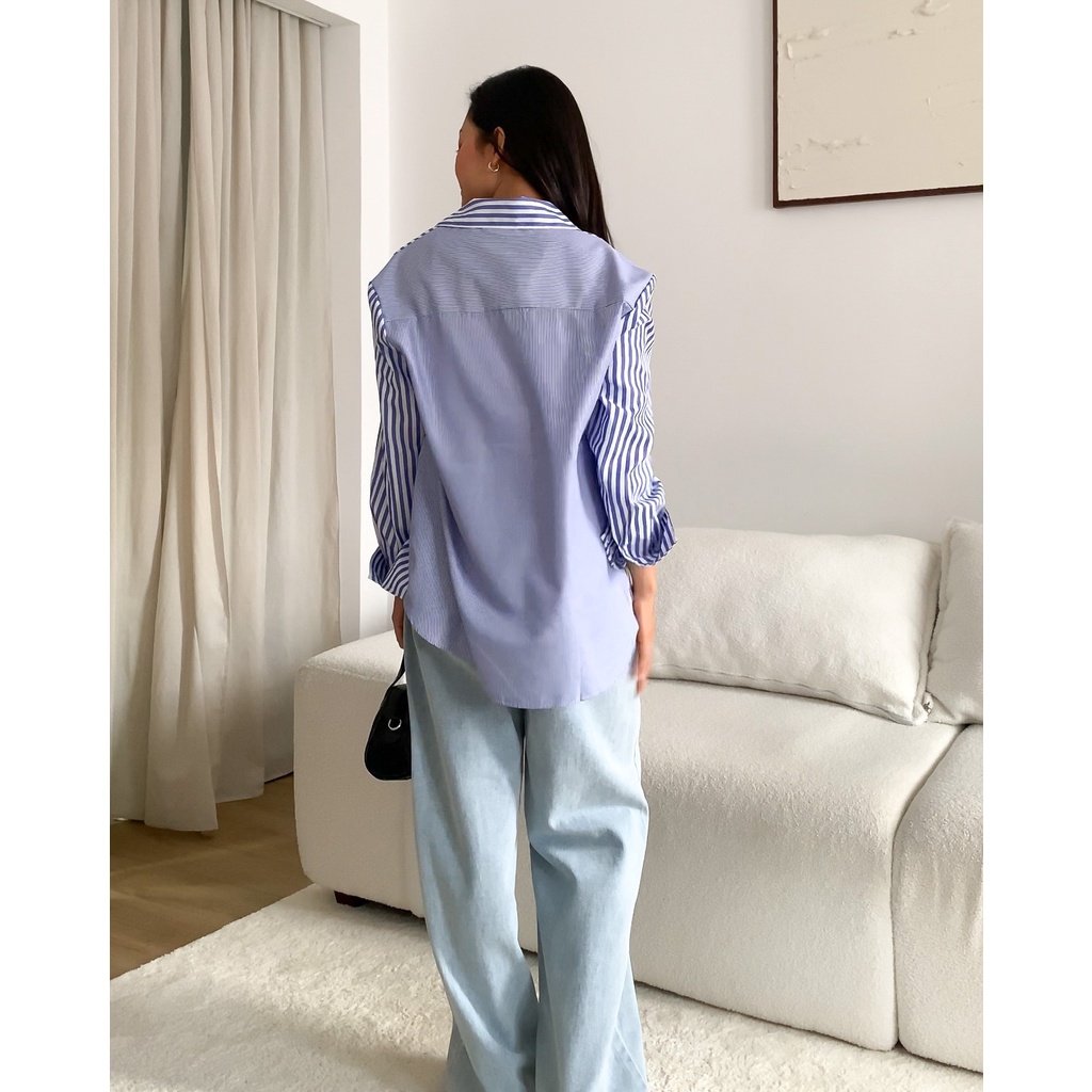 Áo Sơ Mi Nữ Kate Mỏng Sọc Xanh Jamara | HQ3483 | Lana Official