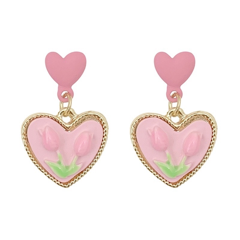 Bông Tai Mạ Bạc 925 Hình Hoa Tulip Ngọt Ngào Phong Cách Hàn Quốc Cho Nữ