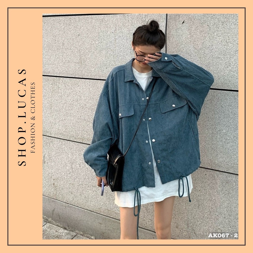 Áo sơ mi nữ bigsize XXL 2XL Áo khoác nữ shop.lucas dáng bomber phong cách khoác ulzang Hàn Quốc chất liệu nhung tăm đẹp