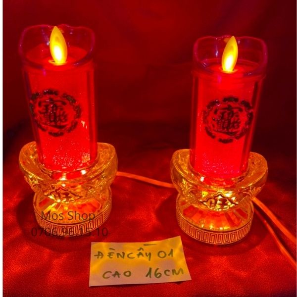 Đèn cầy điện/Nến điện trang trí gian thờ trang nghiêm Mos Shop