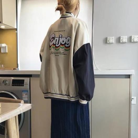 Áo khoác dù bomber unisex bóng chày form rộng Enjoy nam nữ siêu phẩm của năm