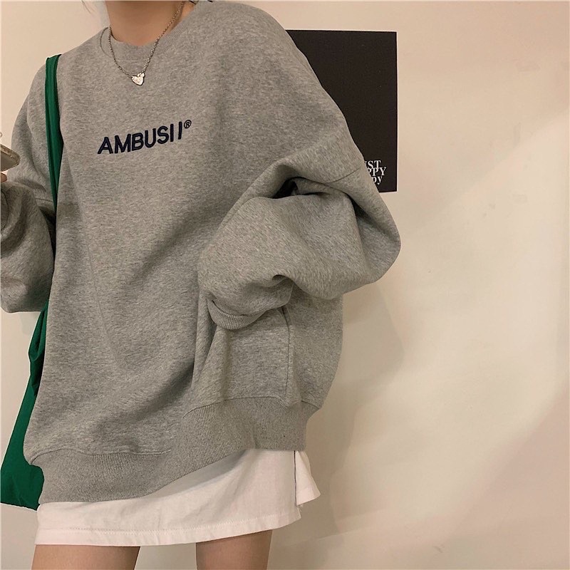 Áo sweater nỉ bông oversize AMBUSII