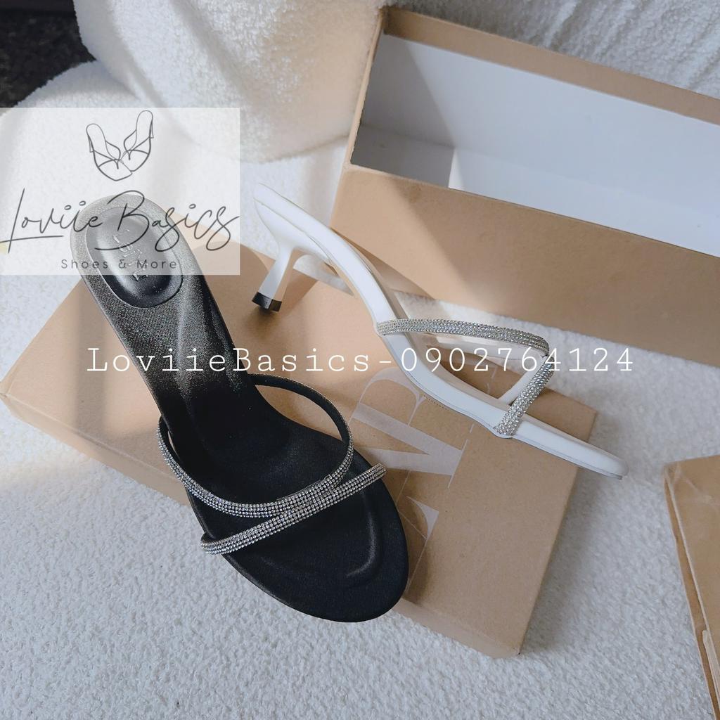 DÉP CAO GÓT LOVIIE BASICS - GUỐC NỮ PHONG CÁCH THỜI TRANG QUAI MẢNH ĐÍNH ĐÁ MŨI TRÒN HIỆN ĐẠI TEST