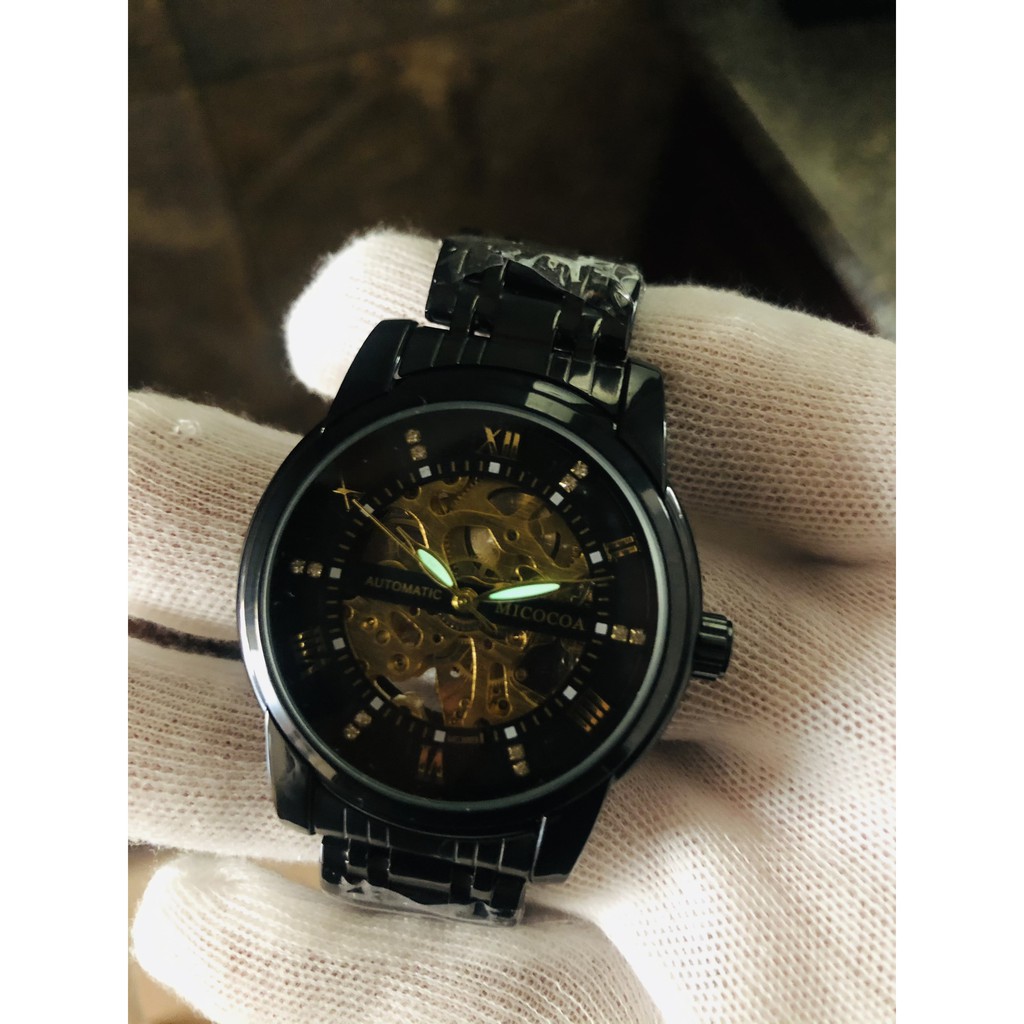 Đồng hồ nam cơ lộ máy chính hãng micocoa mẫu mới khóa đôi inox máy tốt