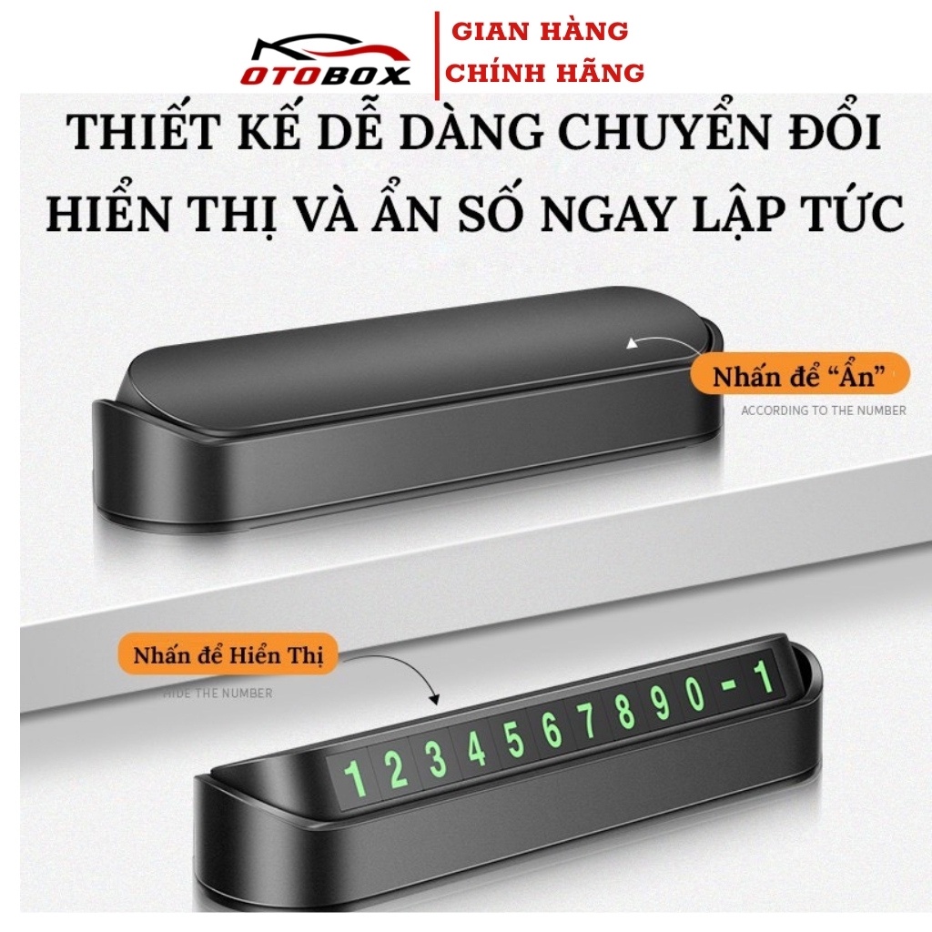 Bảng số  điện thoại gắn taplo xe ô tô cao cấp chính hang OTOBOX, số bằng nam châm có dạ quang phát sáng, sử dụng tiện dụ