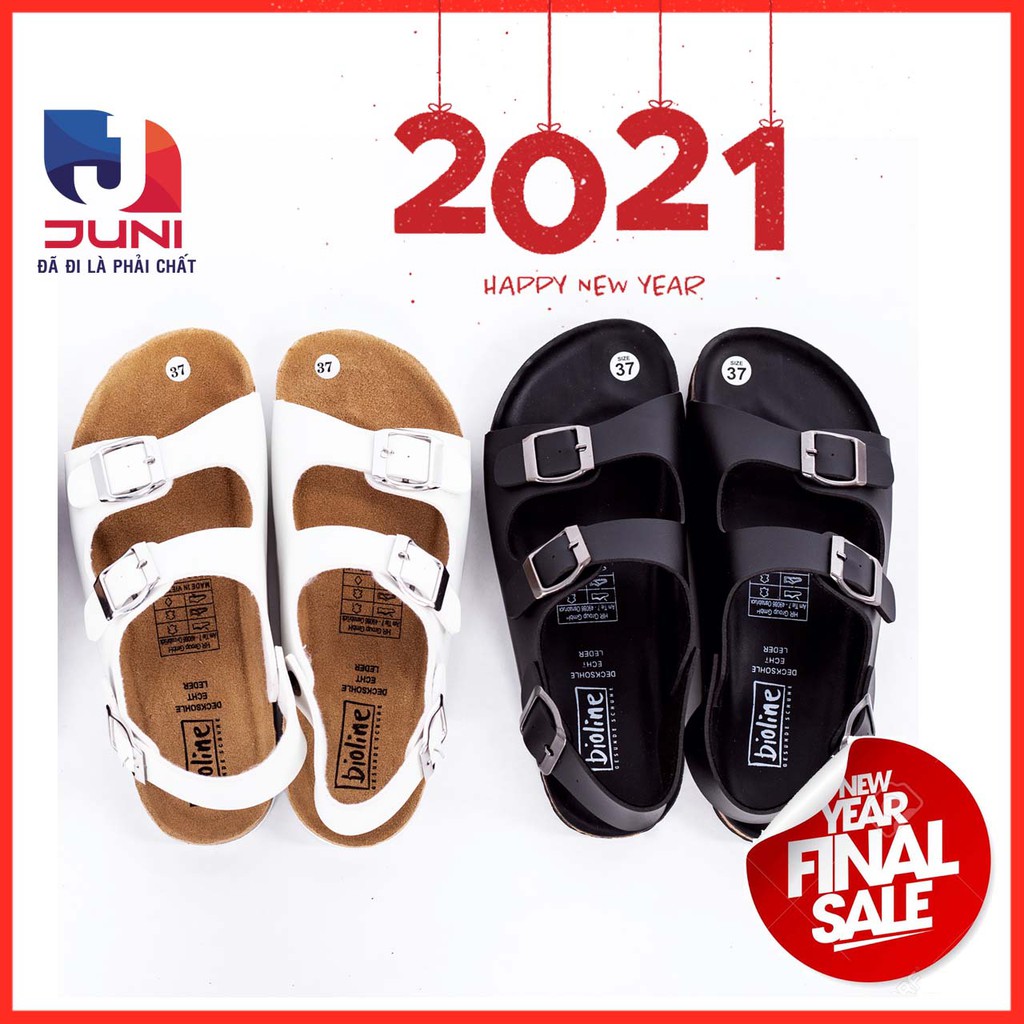 [DA PU-CHỐNG NƯỚC] PU02- Dép sandal Unisex quai hậu ngang da PU, đế trấu Bioline - Xuất khẩu châu Âu - Juni Store