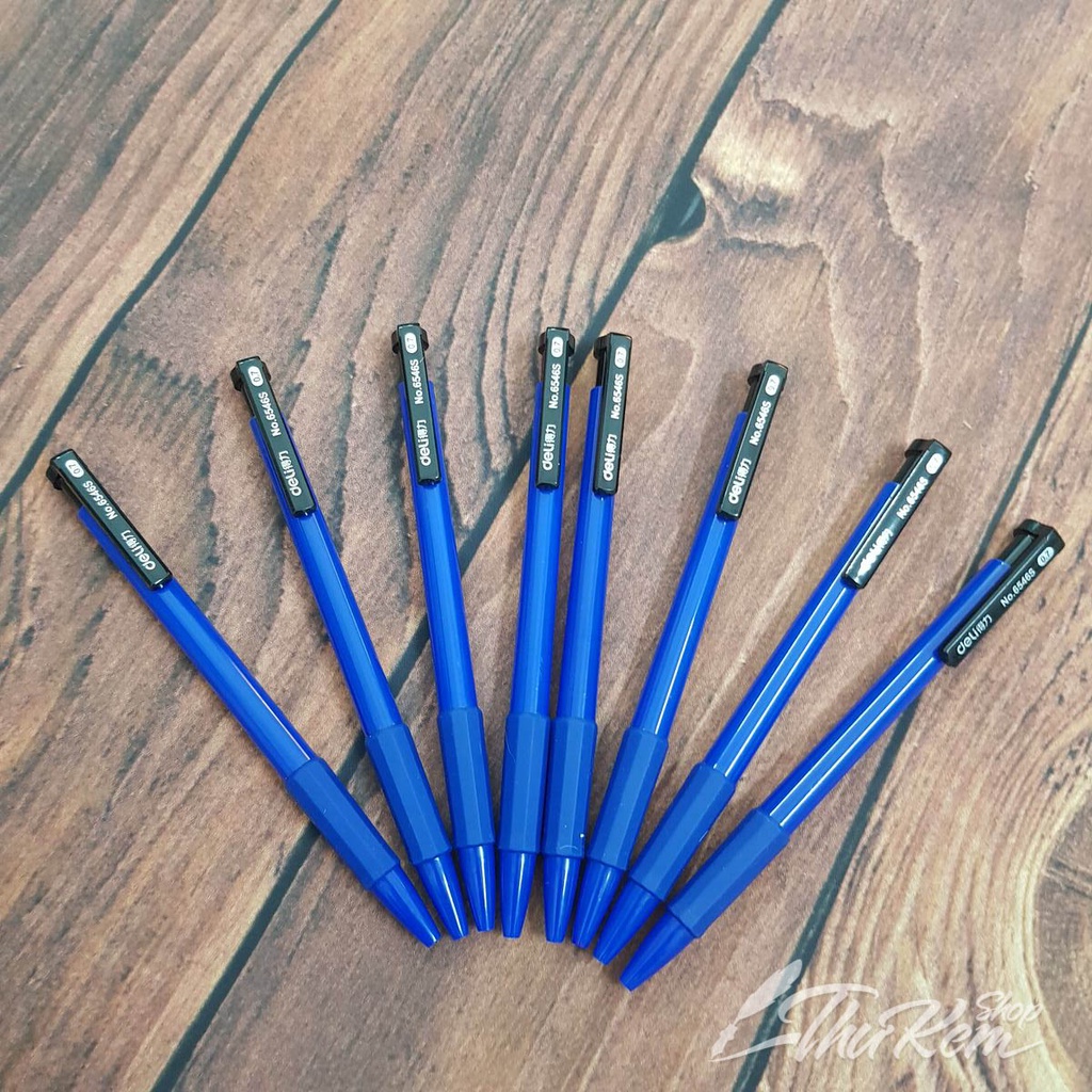 Bút bi đầu bấm thiết kế chống trượt tiện dụng Deli 6546S / 6546 ngòi 0.7mm