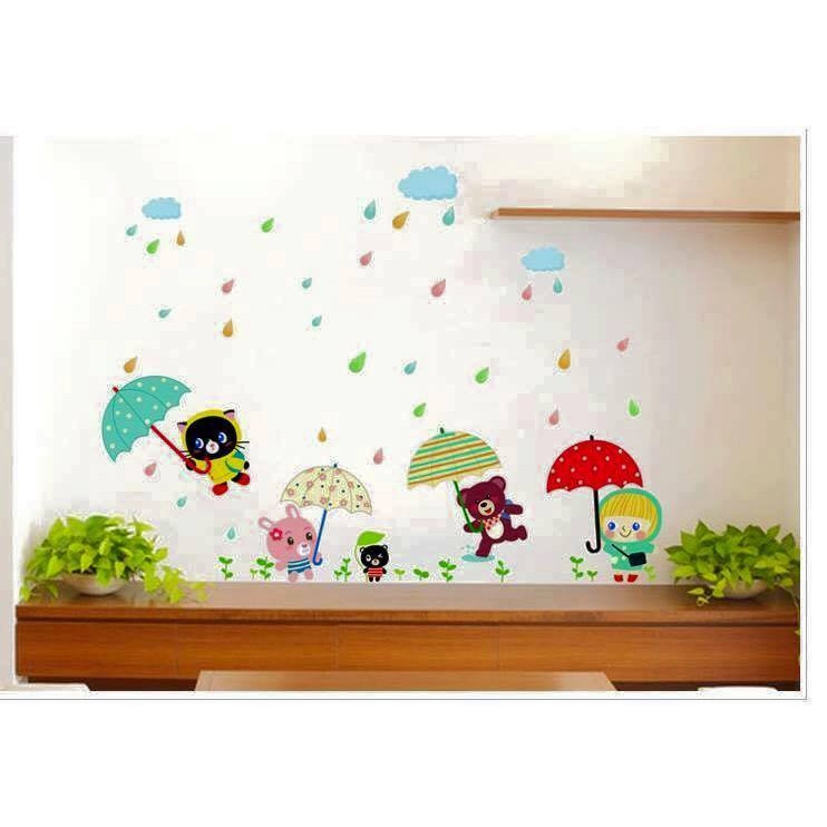 decal dán tường thú mưa