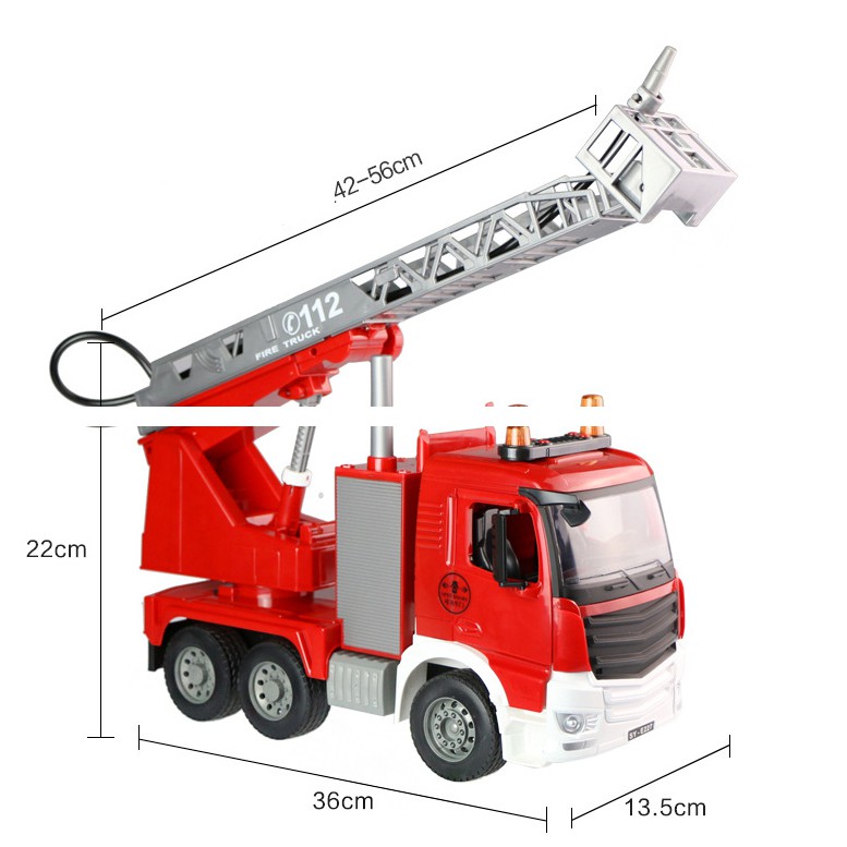 Xe cứu hỏa cỡ lớn E227-002 hãng Double E đồ chơi trẻ em phun nước được mô hình tỉ lệ 1:20 có âm thanh