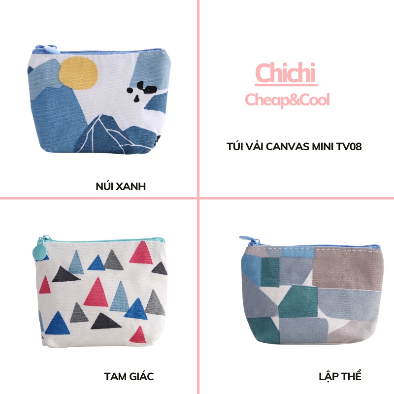 Túi ví nữ cầm tay vải canvas đựng đồ nhỏ mini dễ thương phong cách hàn quốc ChiChi TV08